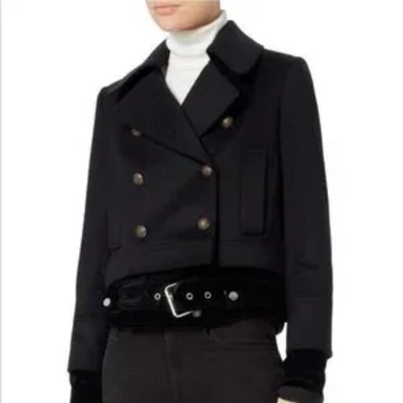 Womens Veronica Beard Black Cashmere Wool Blend Double Breasted Yara Pea Coat 6 - Picture 1 of 15